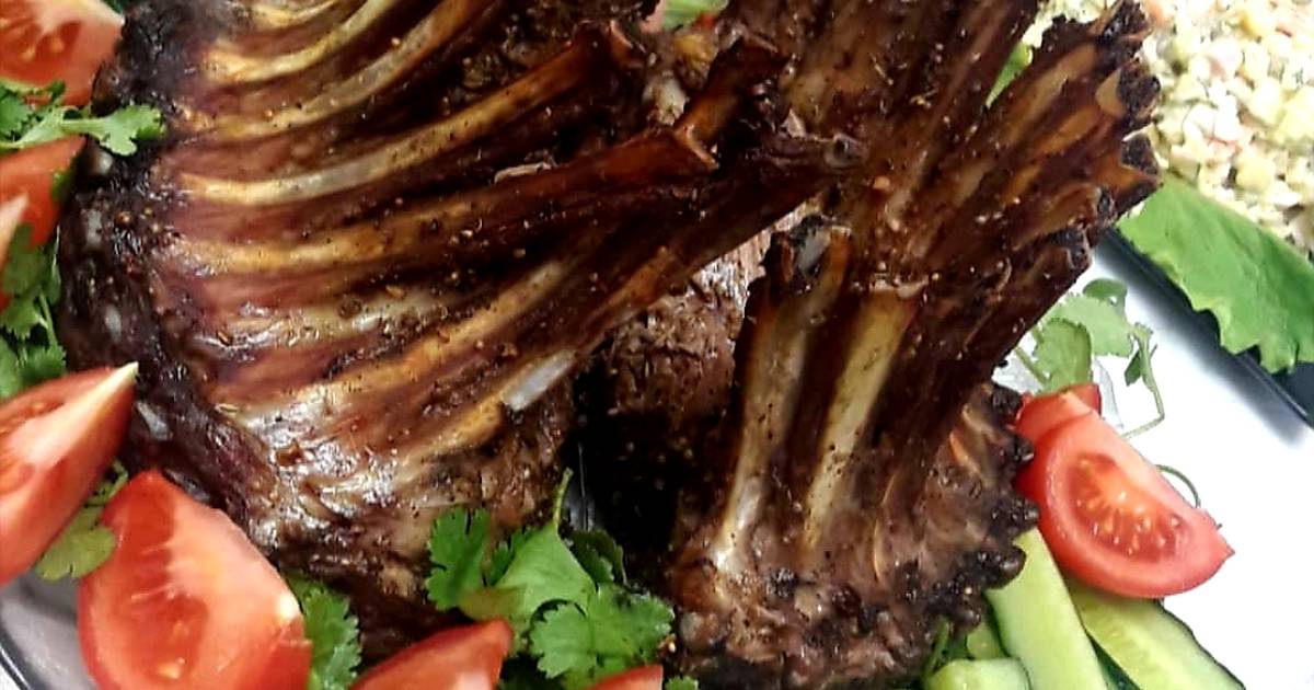 Запеченные бараньи ребрышки с овоща