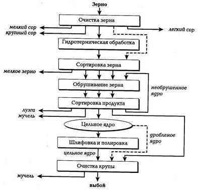 Производство круп, этапы обработки зерна