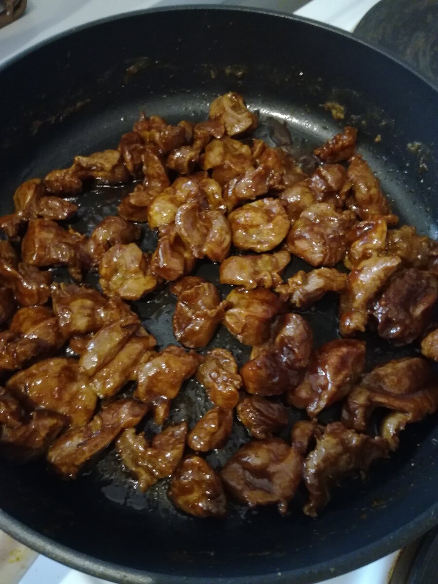 Жареные куриные желудки